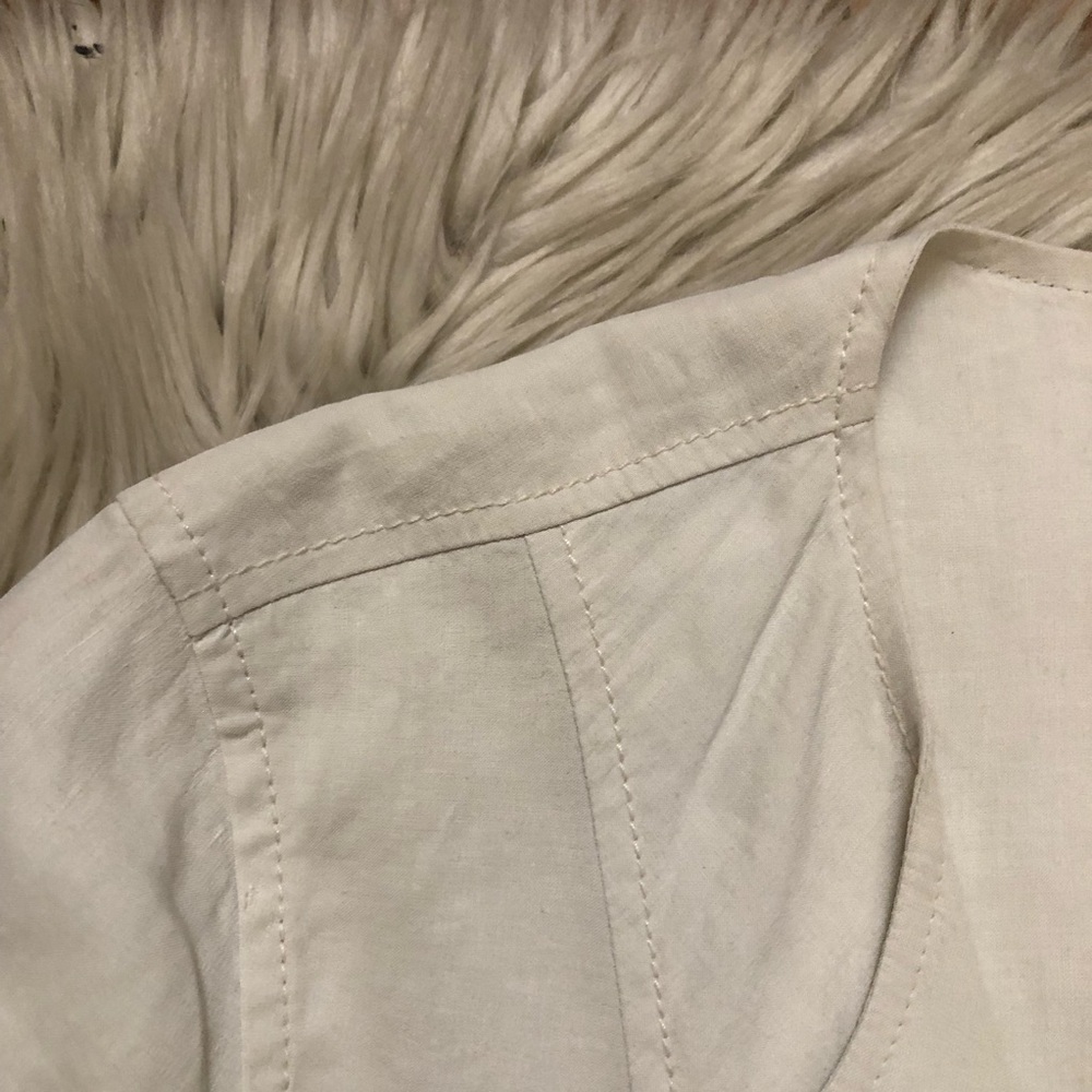 Eileen Fisher Linen Blend Open Front Minimalist Cream White Blazer Jacket size M - Picture 5 of 10